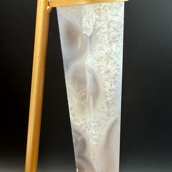 Black Flower Agate Chalcedony Druzy Asterism Wand 280g Crystal Protection Inspir - Picture 9 of 10